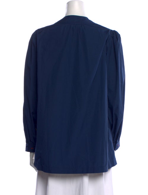 Dovima Paris Mock Neck Long Sleeve Button-Up Top