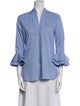 Dovima Paris Striped V-Neck Button-Up Top