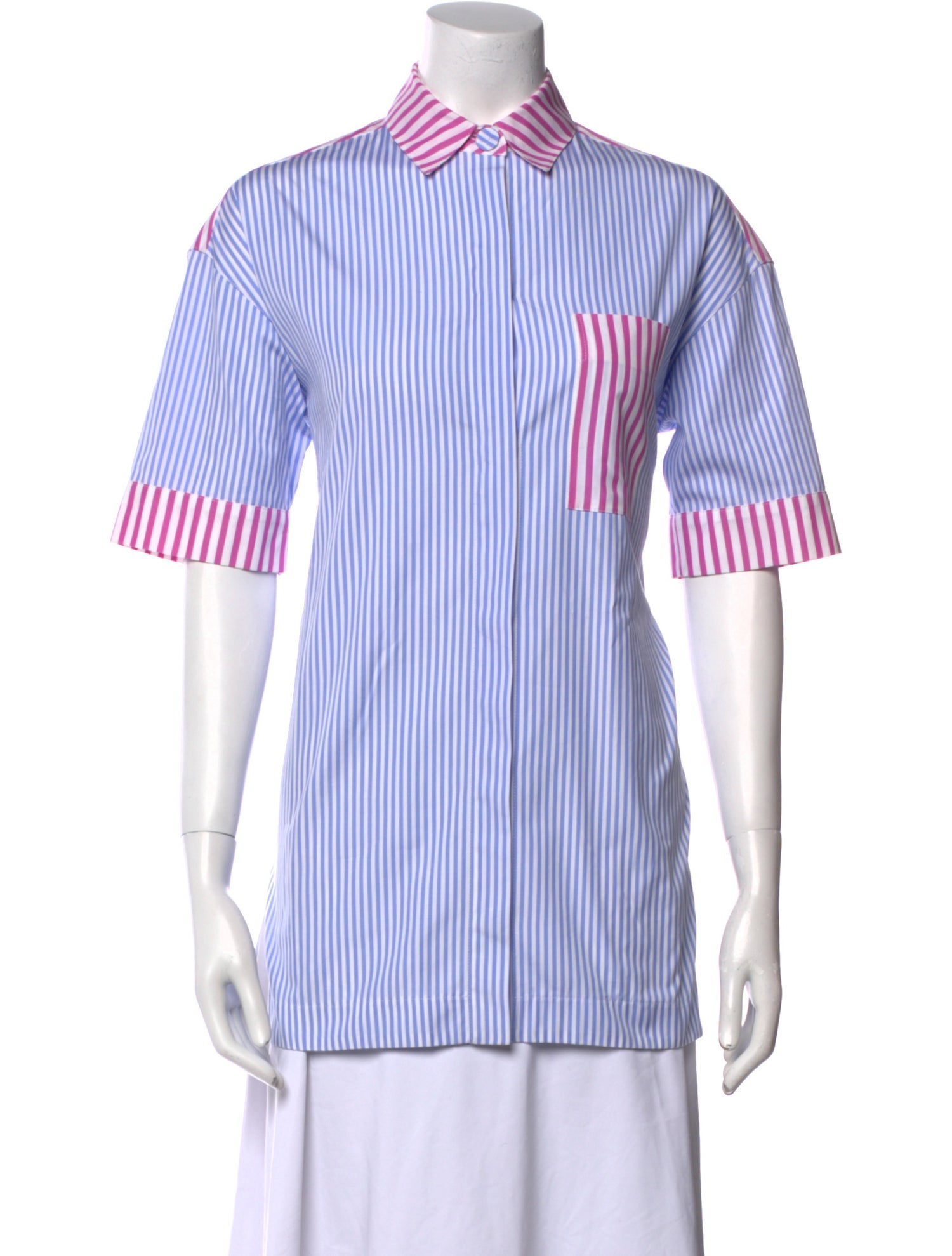 Dovima Paris Striped Short Sleeve Button-Up Top w/ Tags