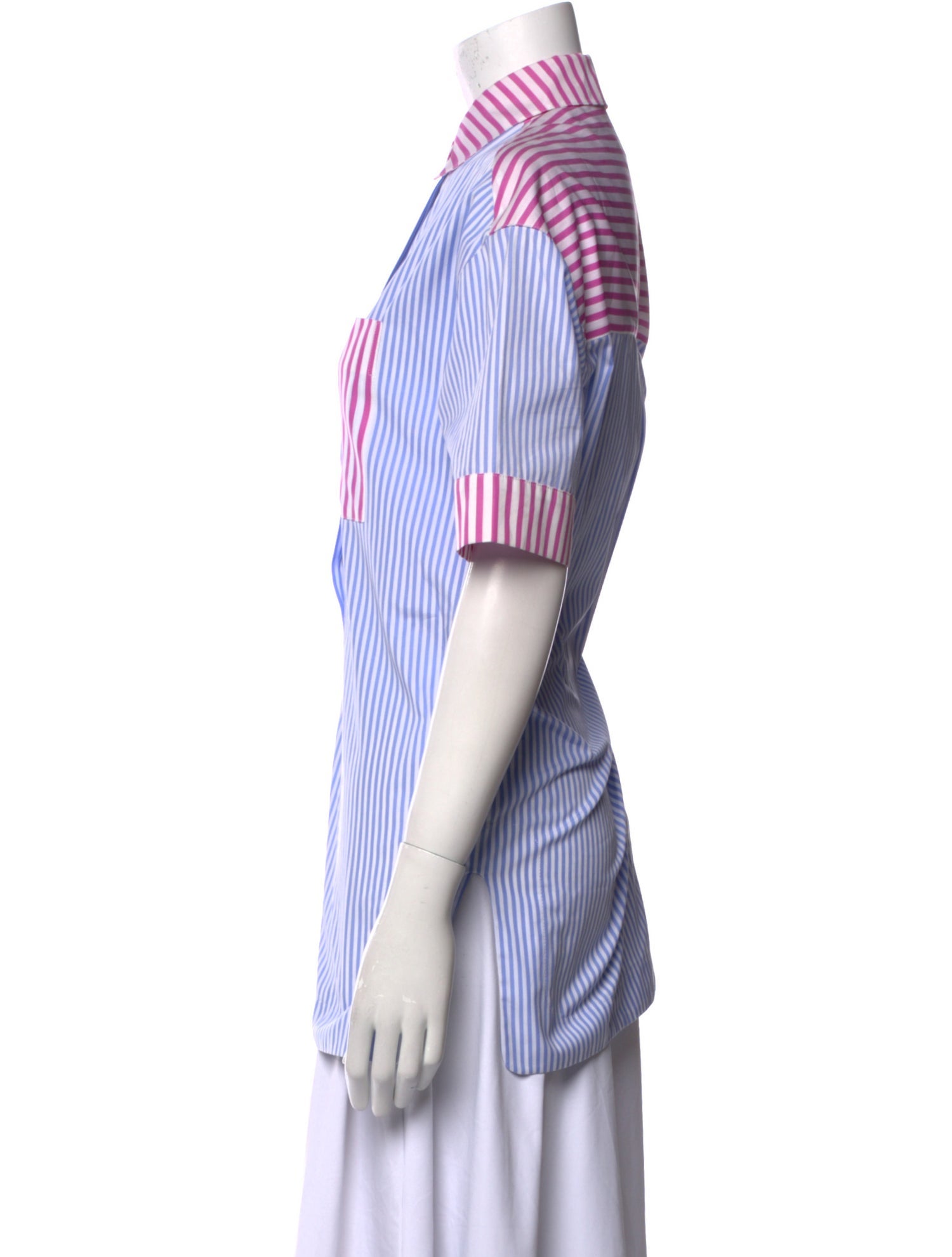 Dovima Paris Striped Short Sleeve Button-Up Top w/ Tags