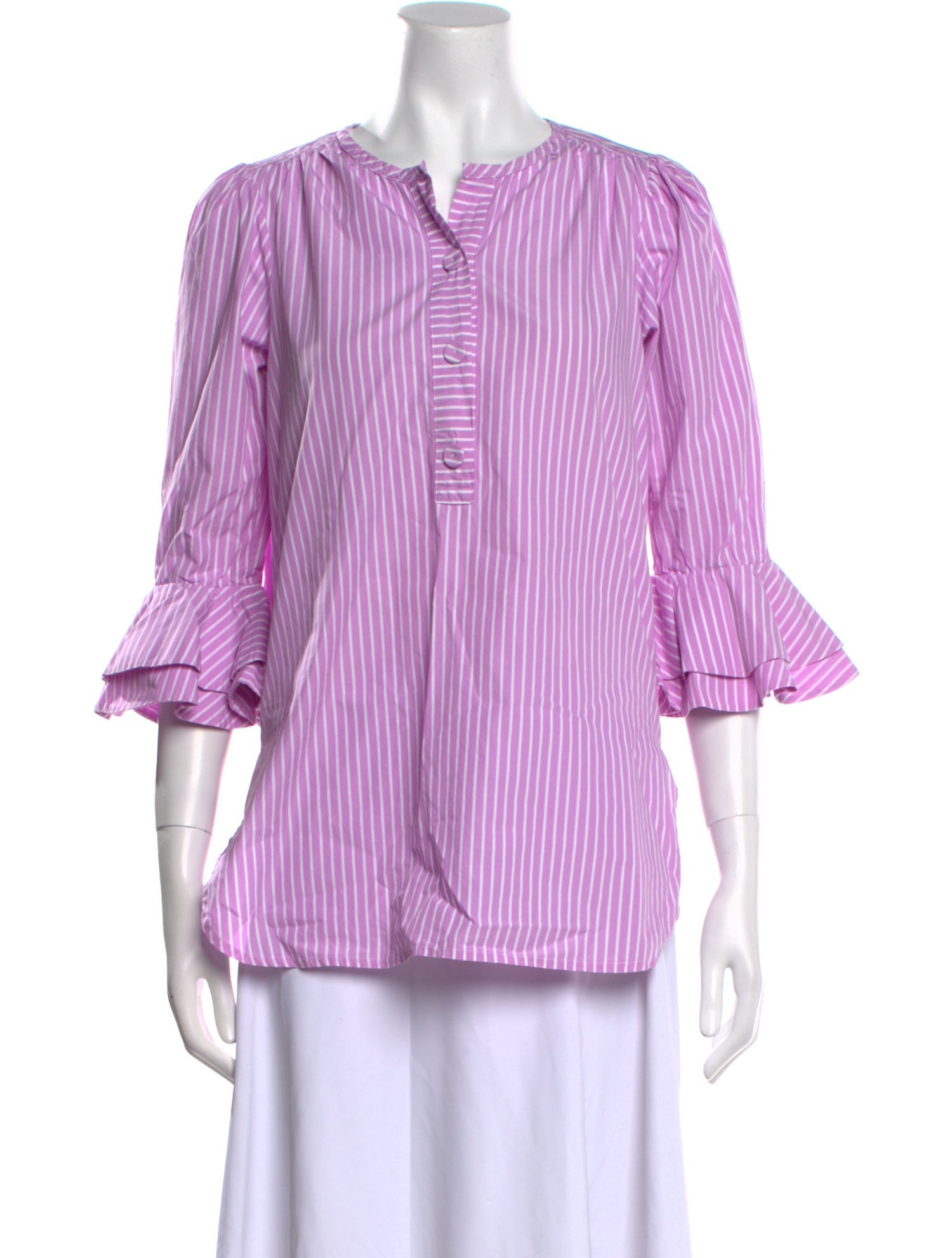 Dovima Paris Striped V-Neck Blouse