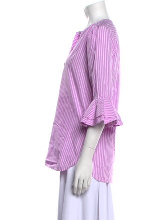Dovima Paris Striped V-Neck Blouse