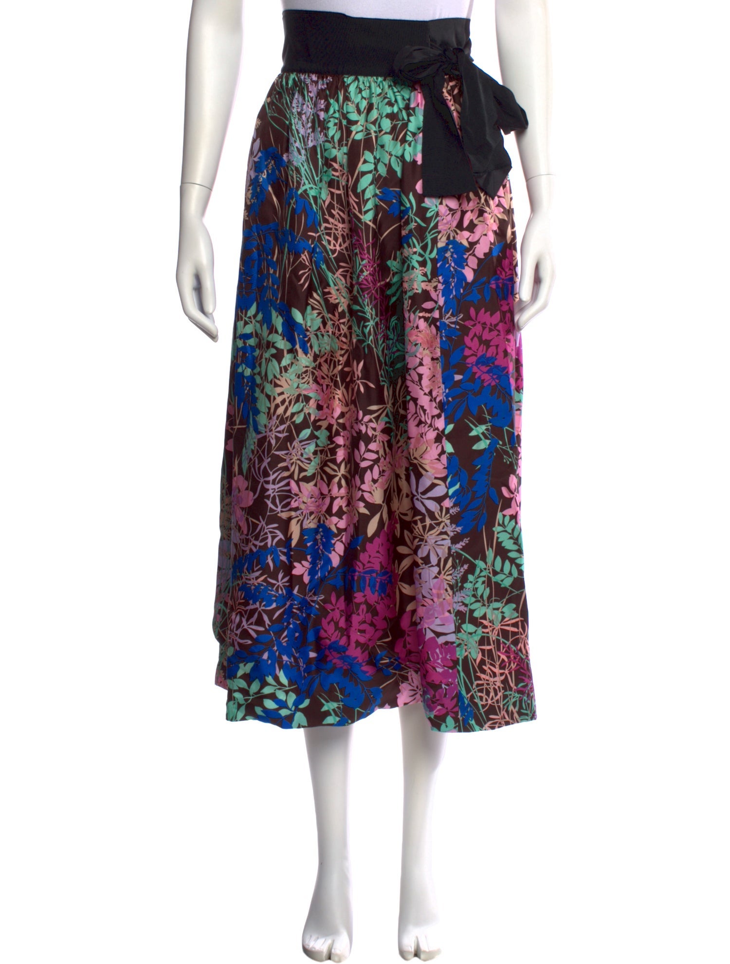 Dovima Paris Silk Midi Length Skirt