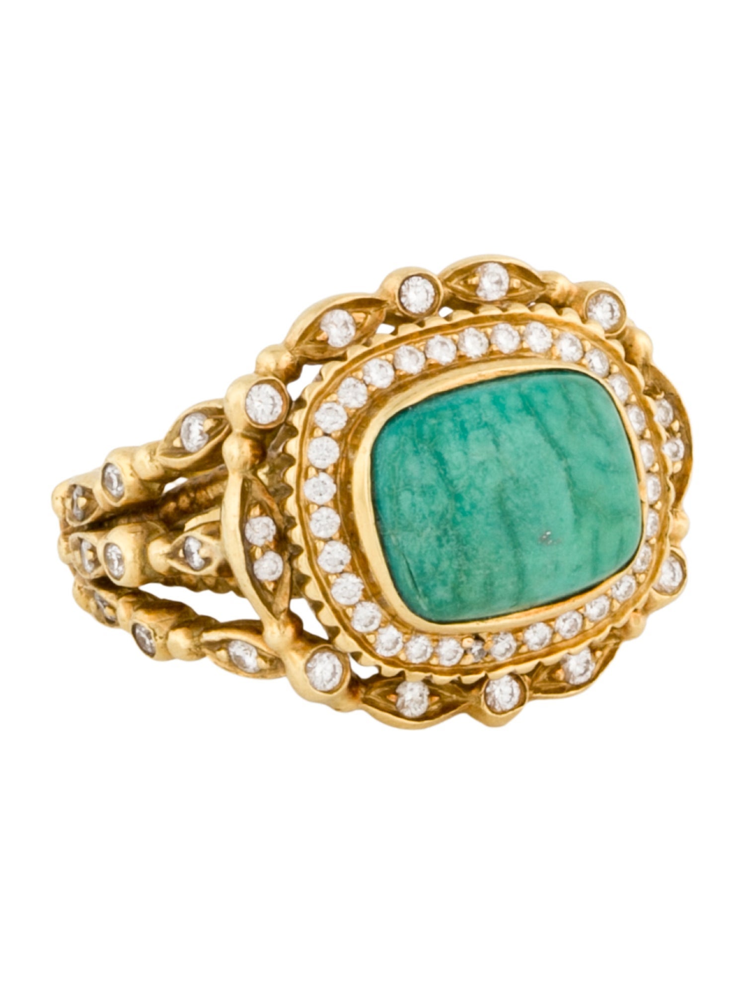 Doris Panos 18K Turquoise & Diamond Double Halo Cocktail