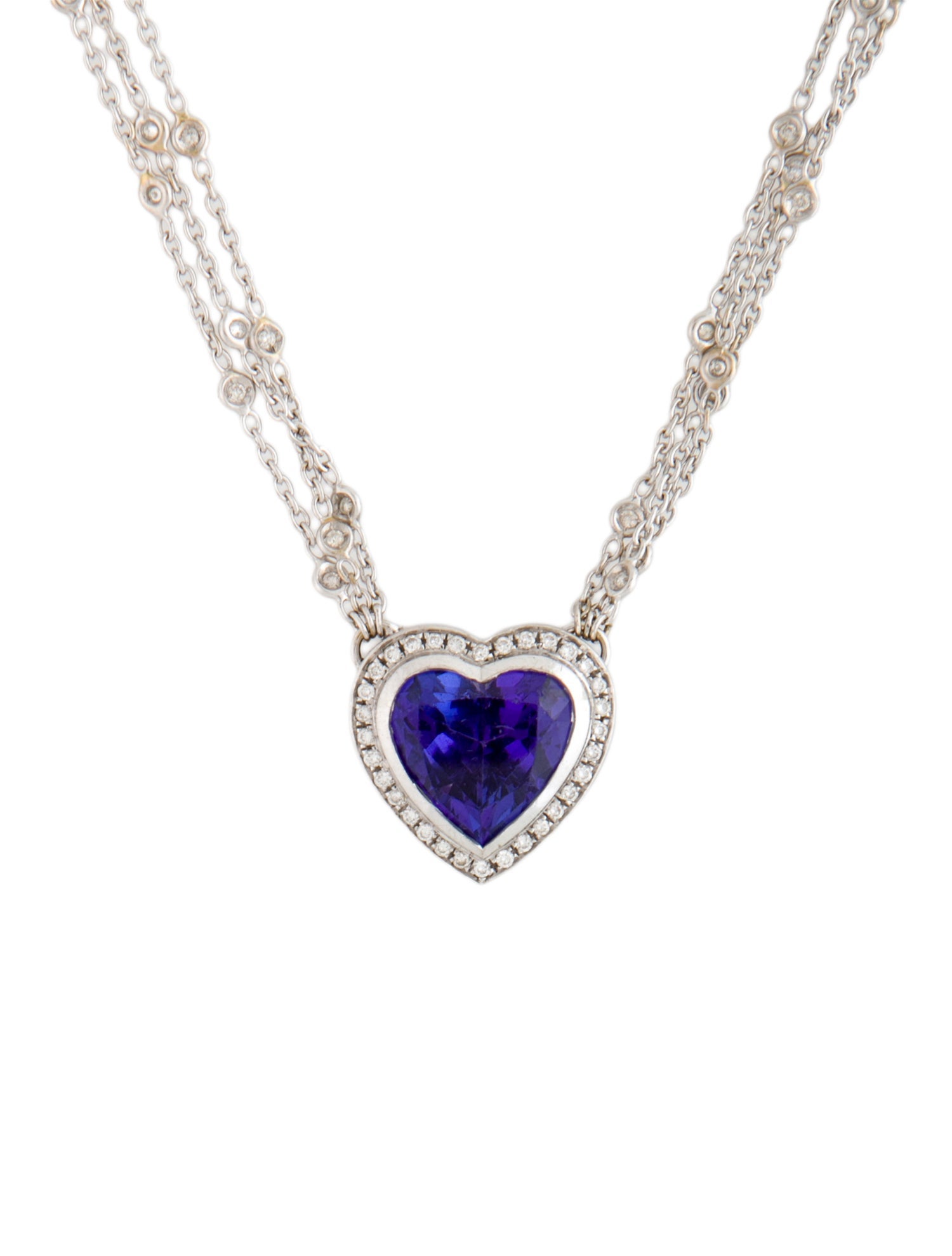 Doris Panos 18K 8.65ctw Tanzanite & Diamond Heart of Ocean Pendant Necklace