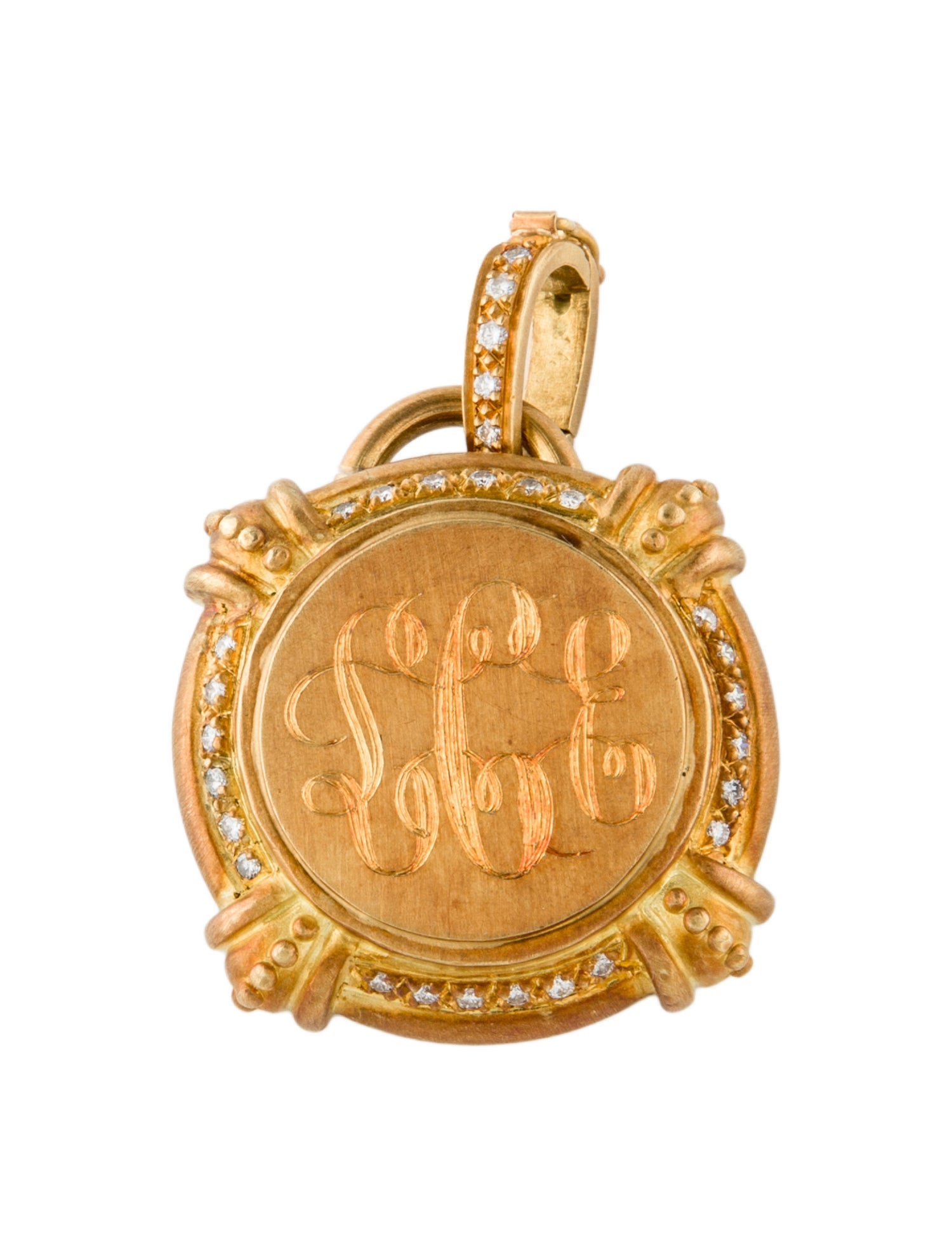 Doris Panos 18K Diamond Engraved Interchangeable Pendant Brooch