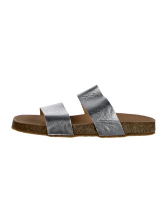 Daniela Gregis Leather Colorblock Pattern Slides