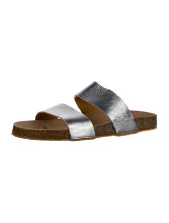 Daniela Gregis Leather Colorblock Pattern Slides
