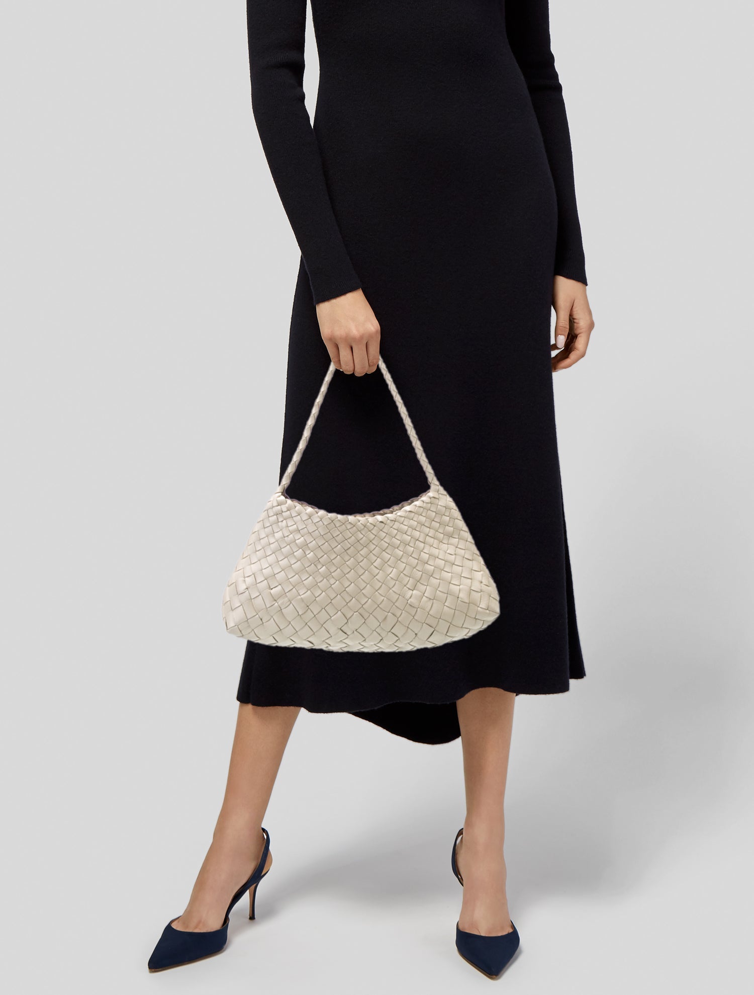 Salvatore Ferragamo Leather Contrast Stitch Shoulder Bag