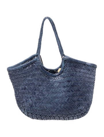 Pre-owned Dragon Diffusion Leather Nantucket Big Basket Large W/ Tags In Blue