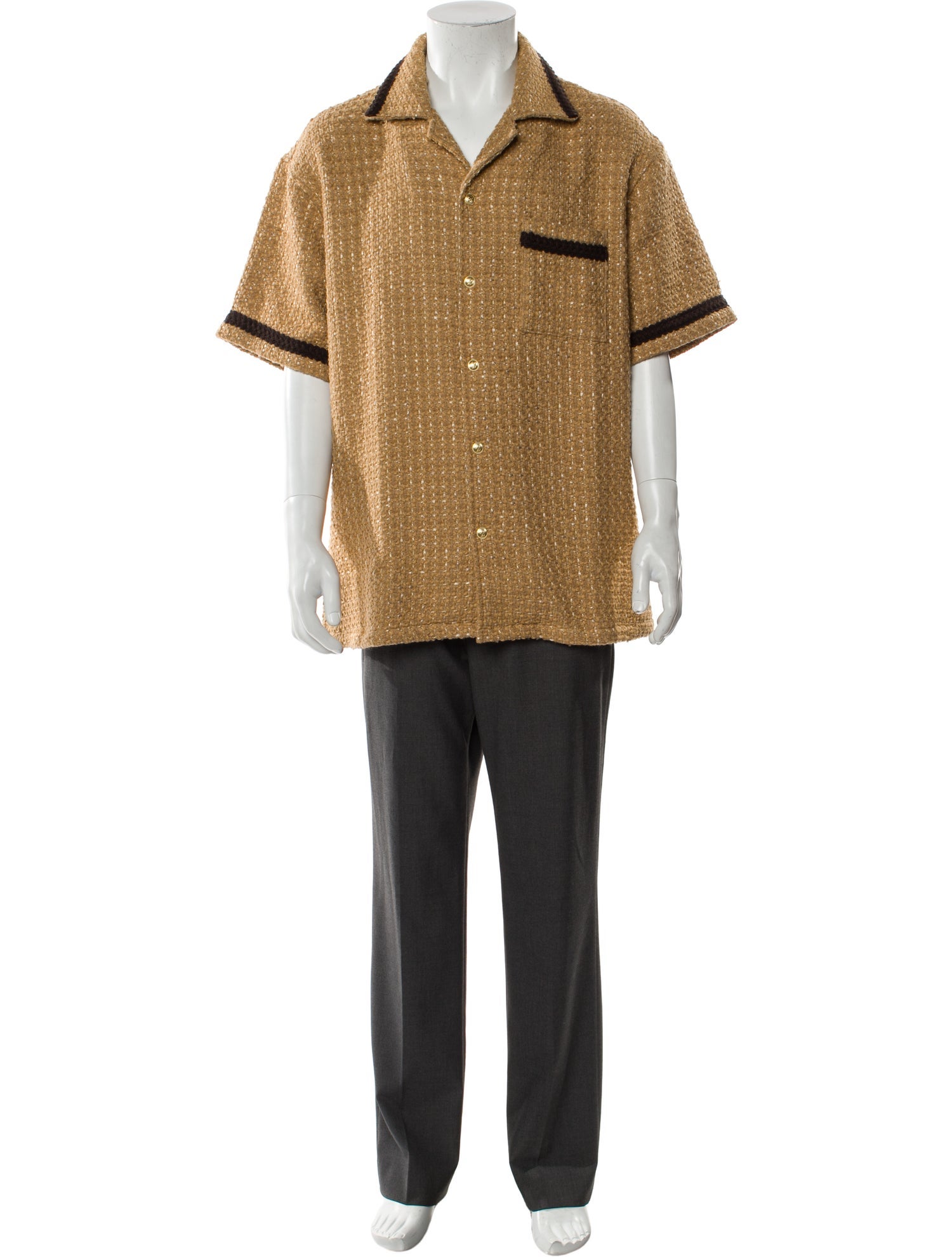 Drole de Monsieur Tweed Pattern Short Sleeve Shirt w/ Tags