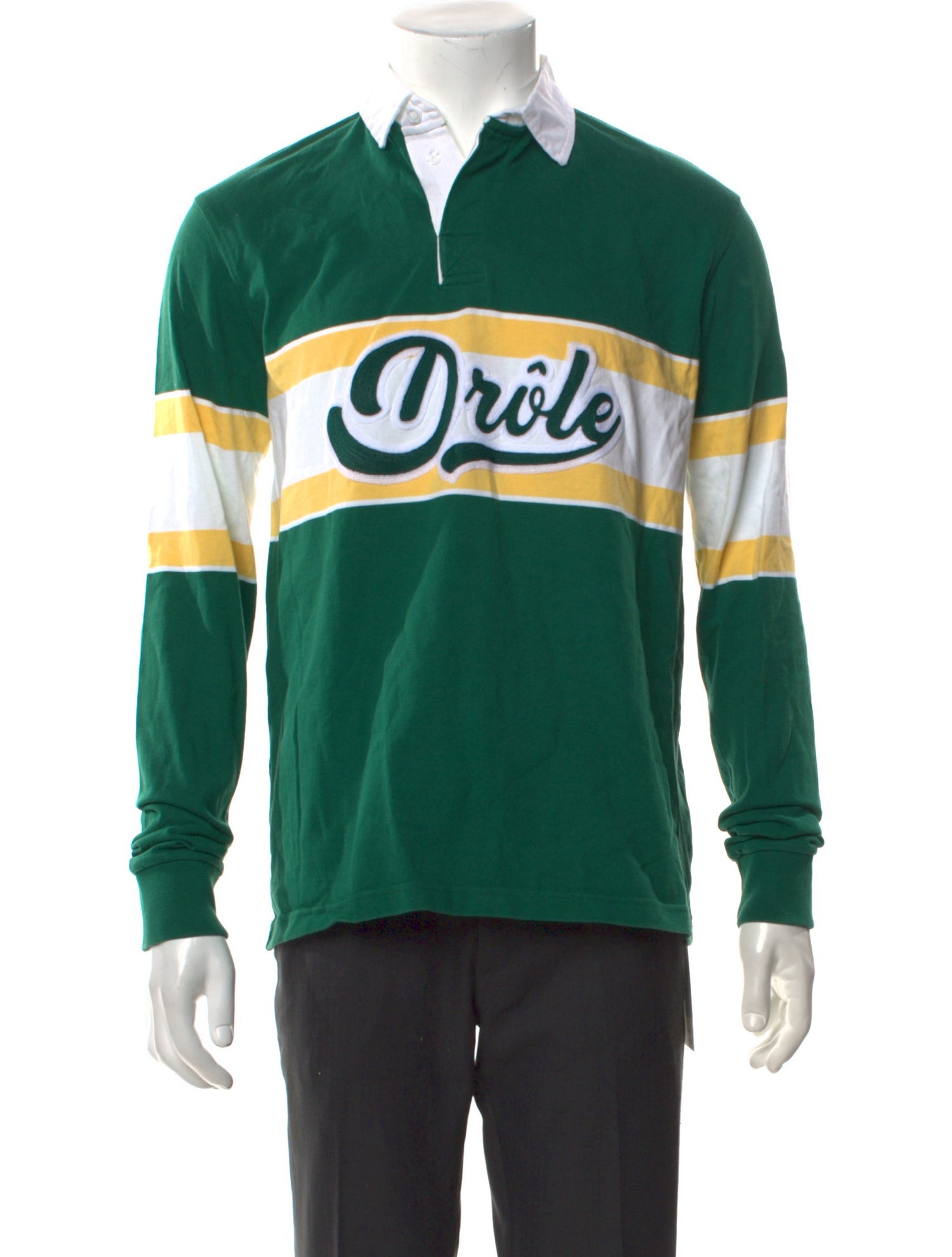 Drole de Monsieur Striped Collar Polo Shirt