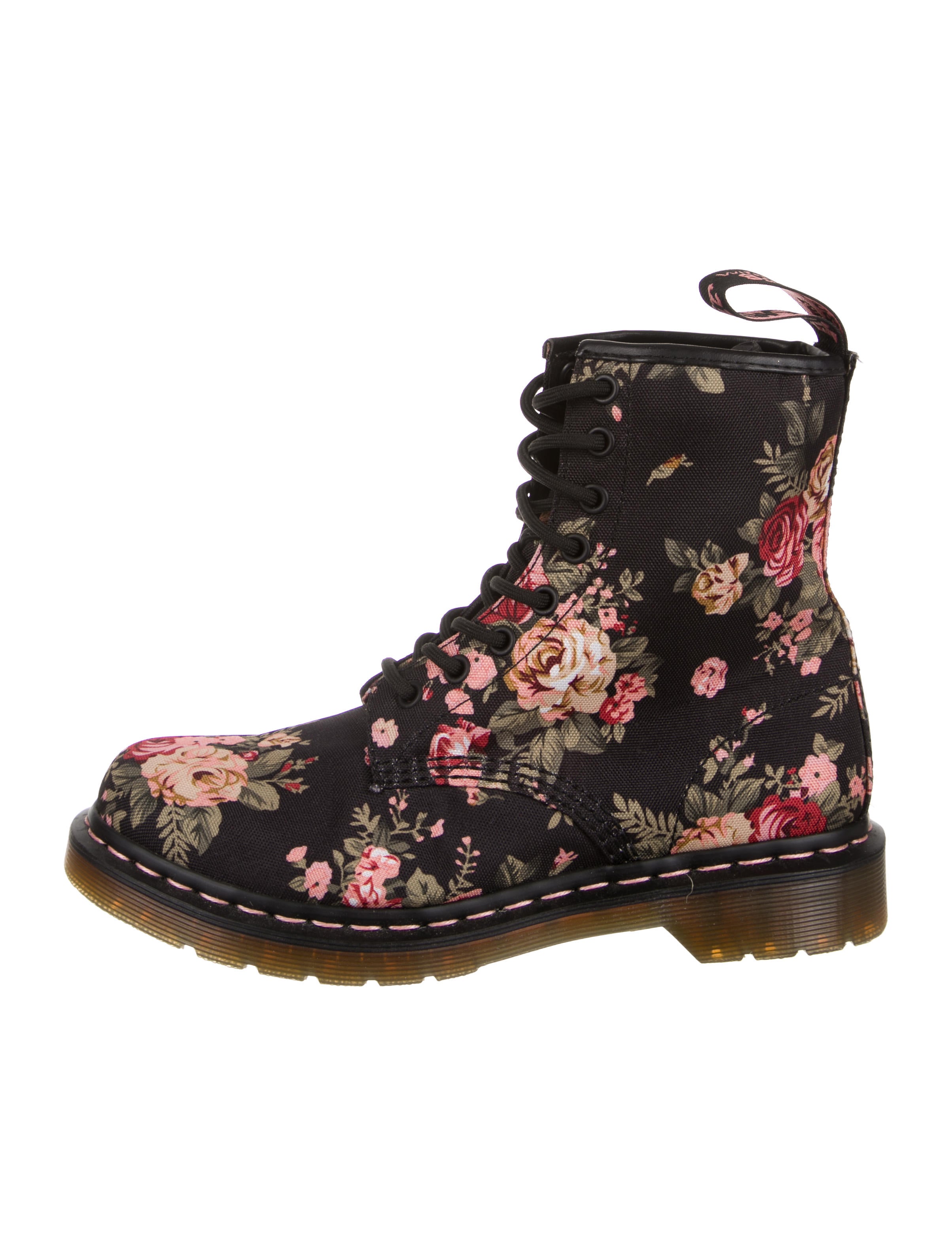Dr. Martens Floral Print Combat Boots Shoes WDRMA20208 The RealReal