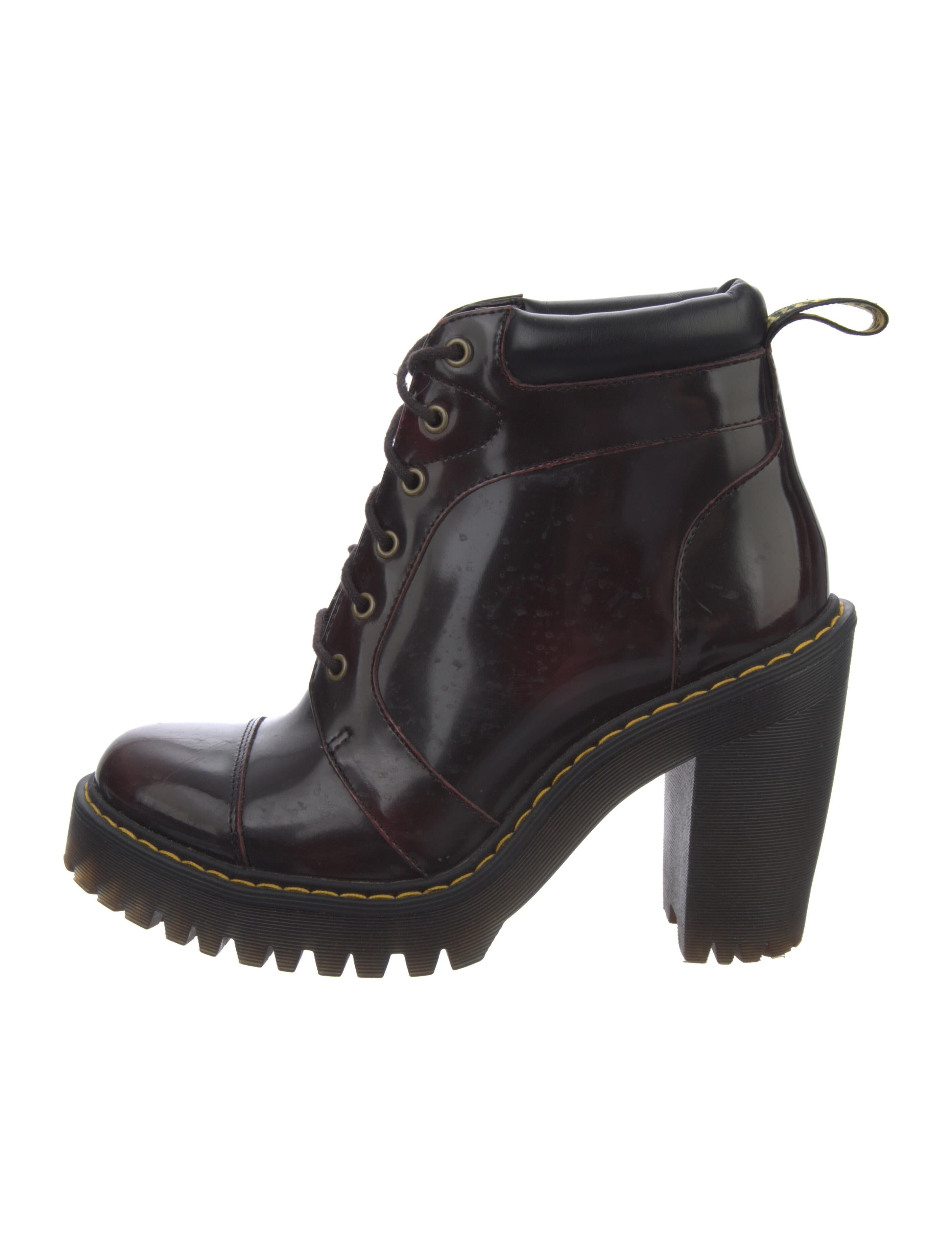 Dr. Martens Patent Leather Combat Boots Burgundy Boots, Shoes