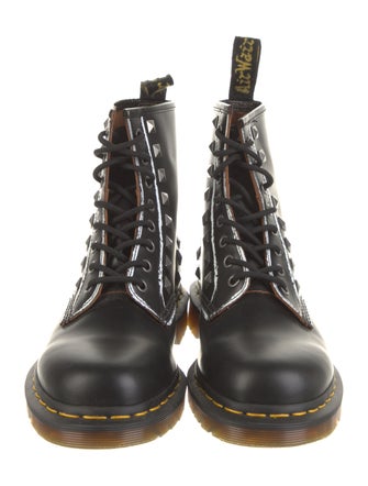 Dr. Martens Patent Leather Studded Accents Combat Boots