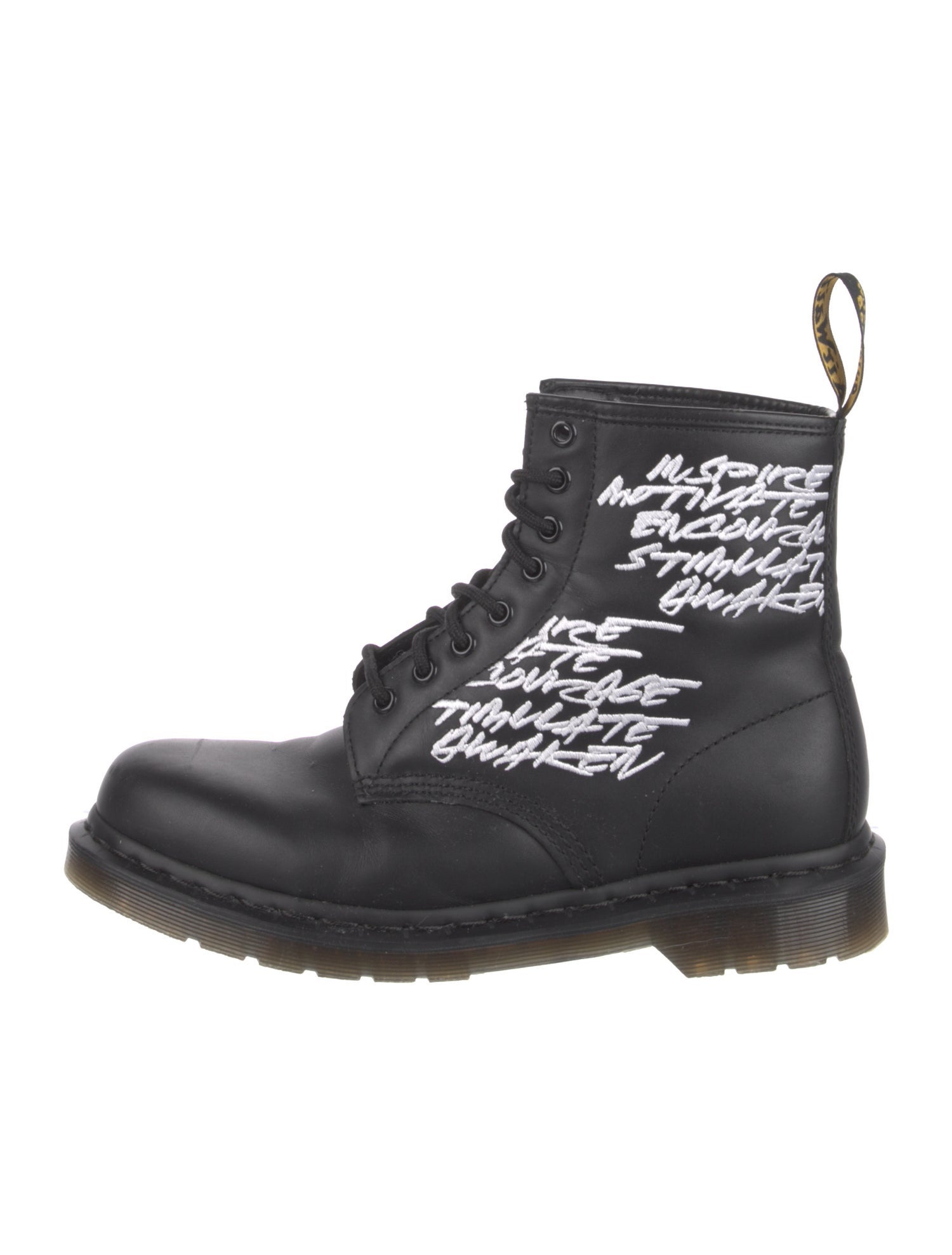 Dr. Martens Leather Graphic Print Combat Boots