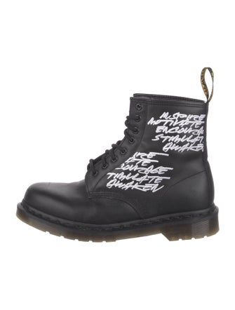 Dr. Martens Leather Graphic Print Combat Boots