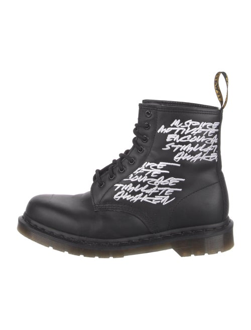 Dr. Martens Leather Graphic Print Combat Boots