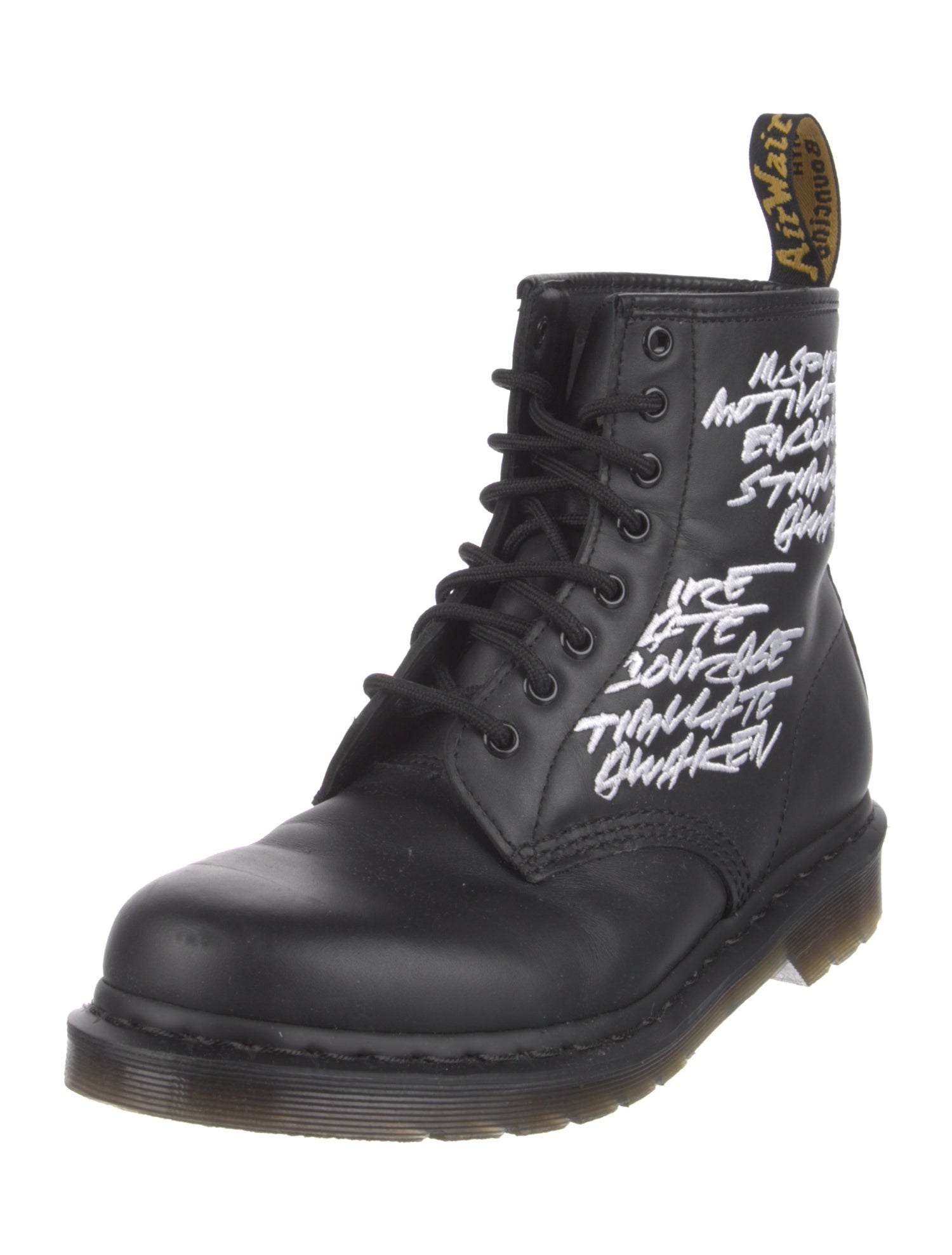 Dr. Martens Leather Graphic Print Combat Boots