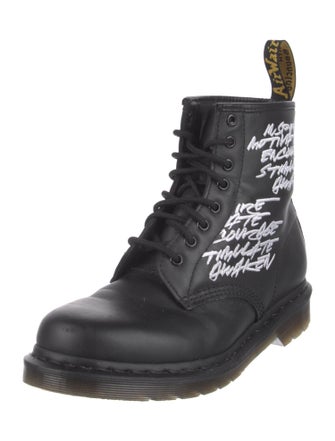 Dr. Martens Leather Graphic Print Combat Boots