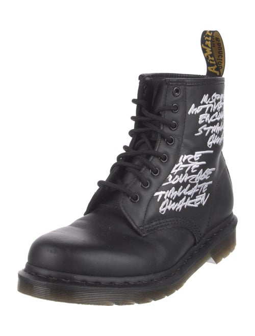 Dr. Martens Leather Graphic Print Combat Boots