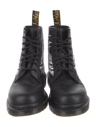 Dr. Martens Leather Graphic Print Combat Boots