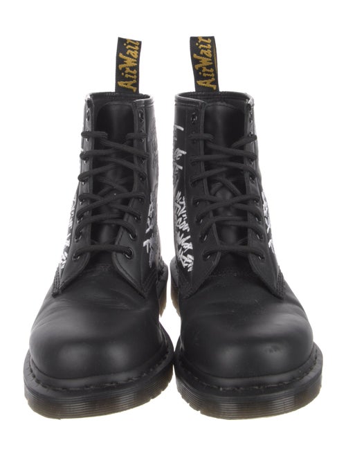 Dr. Martens Leather Graphic Print Combat Boots