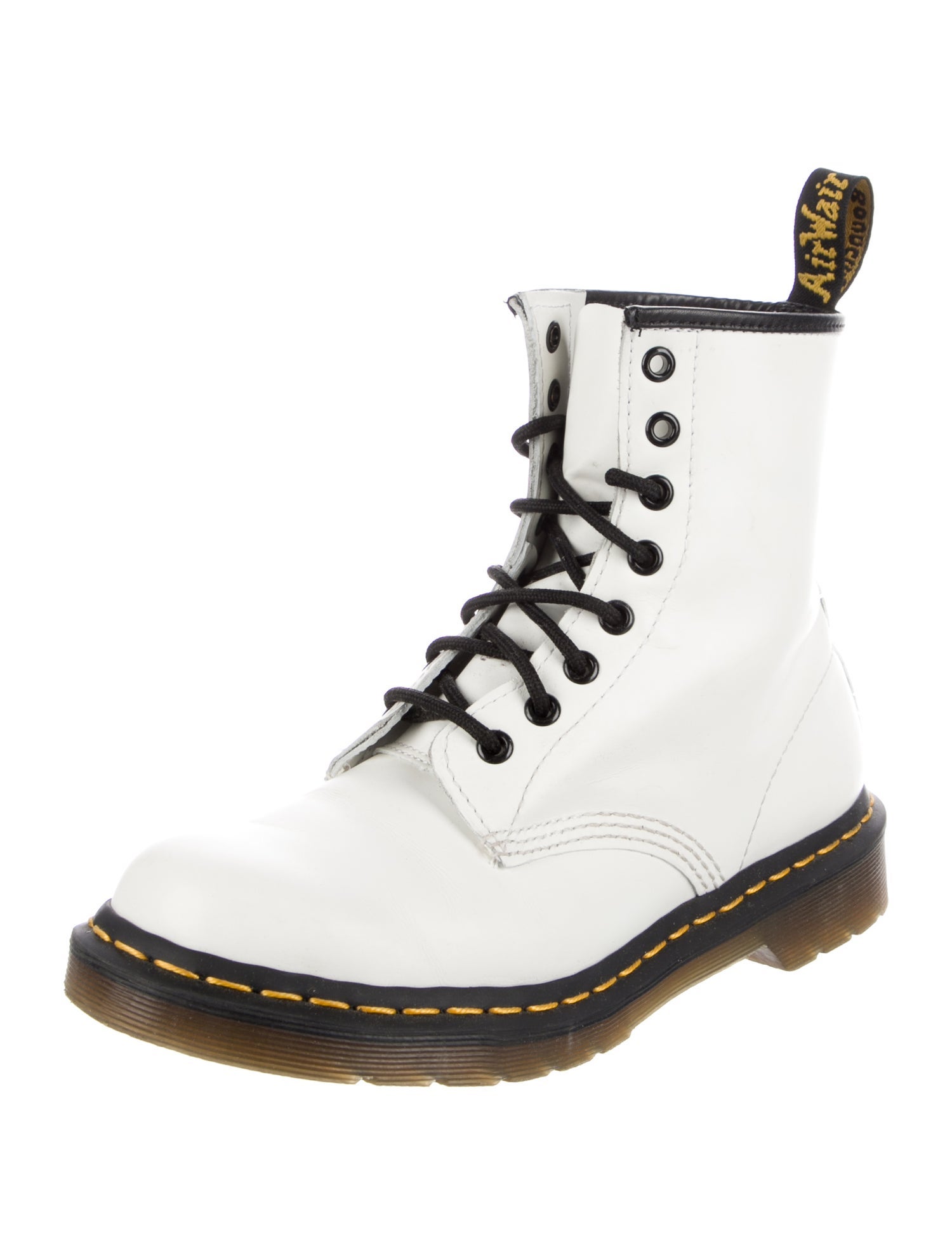 Dr. Martens Leather Whipstitch Trim Combat Boots