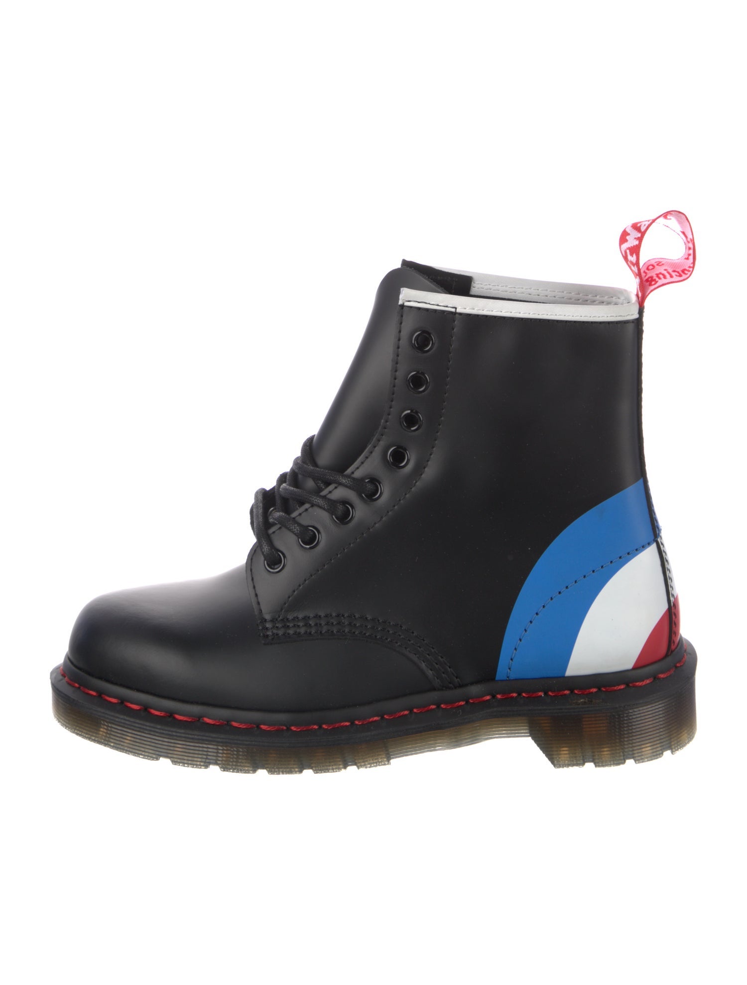 Dr. Martens Leather Colorblock Pattern Combat Boots