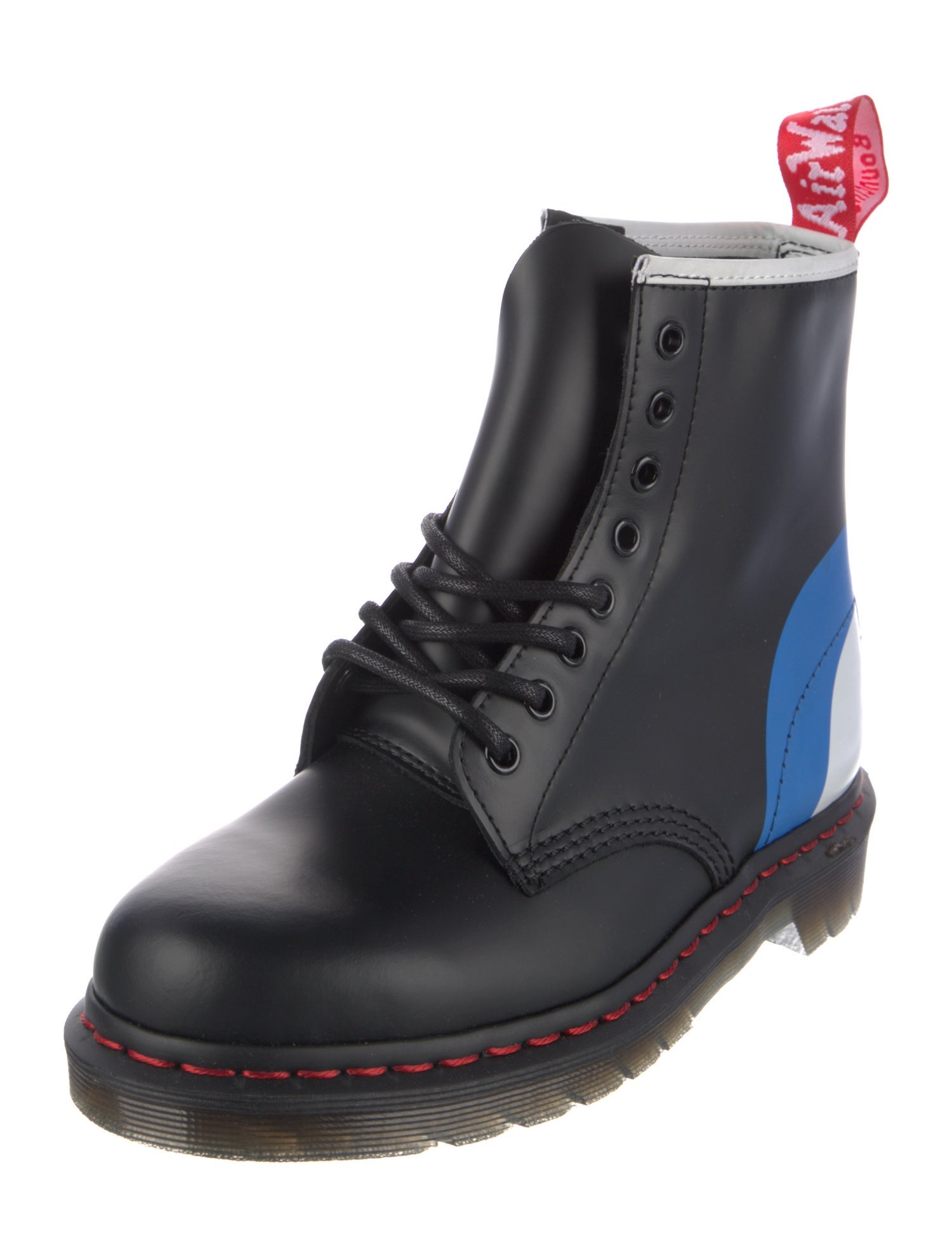 Dr. Martens Leather Colorblock Pattern Combat Boots