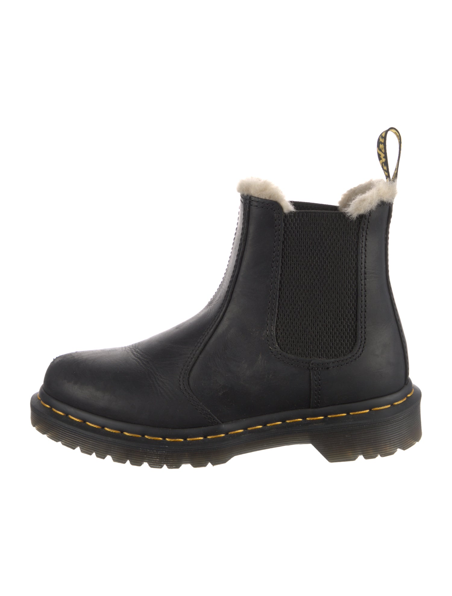 Dr. Martens Leather Faux Fur Trim Chelsea Boots