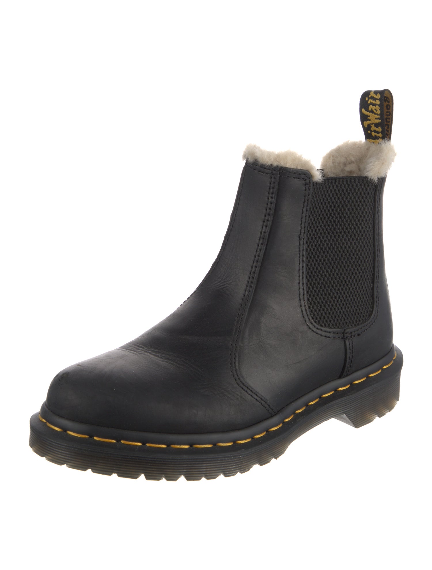 Dr. Martens Leather Faux Fur Trim Chelsea Boots