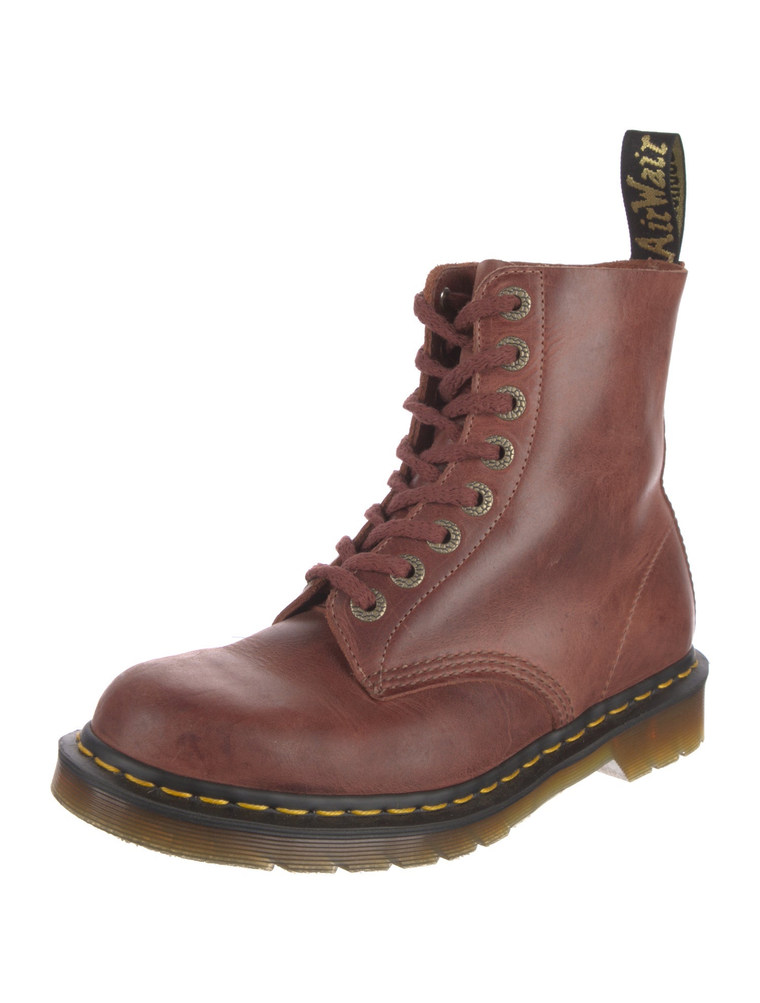 Dr. Martens Leather Colorblock Pattern Combat Boots