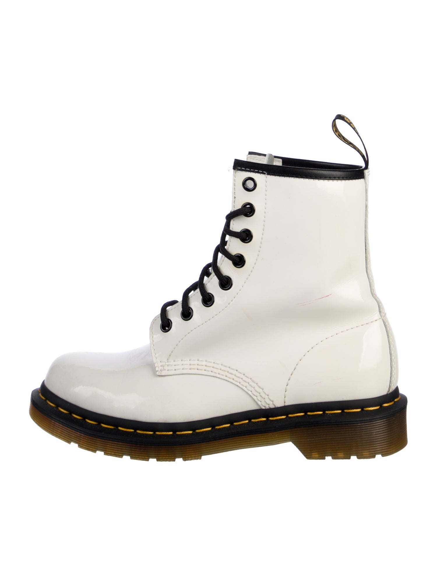 Dr. Martens Patent Leather Colorblock Pattern Combat Boots