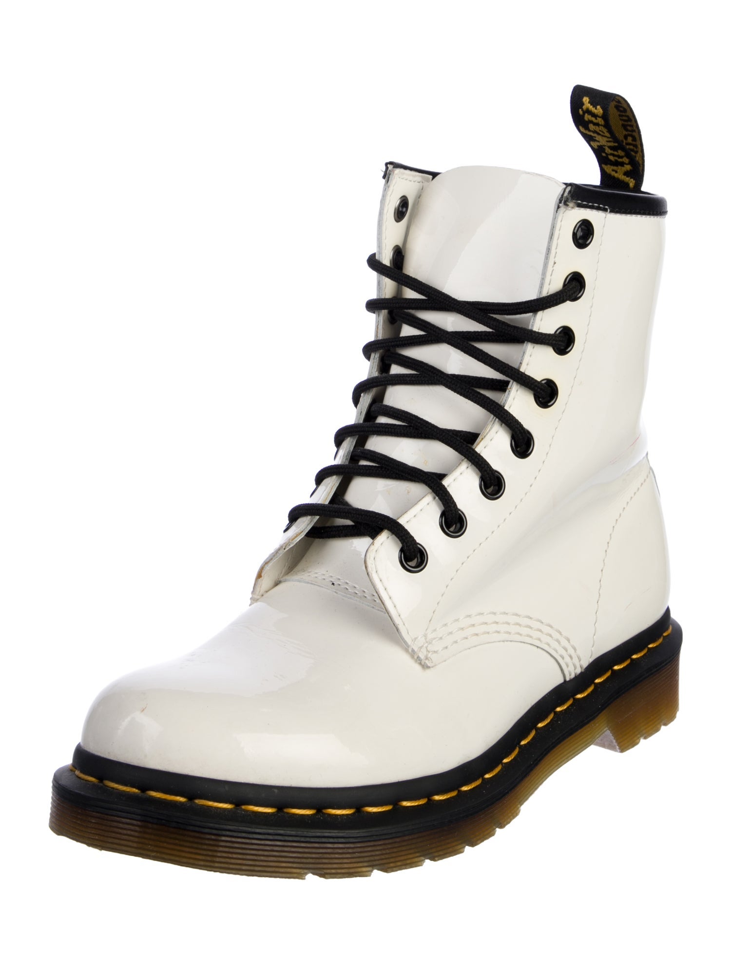 Dr. Martens Patent Leather Colorblock Pattern Combat Boots