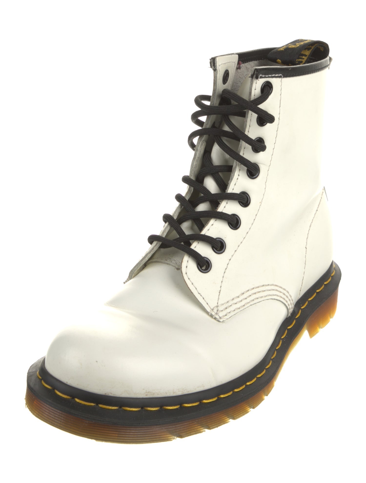 Dr. Martens Leather Colorblock Pattern Combat Boots