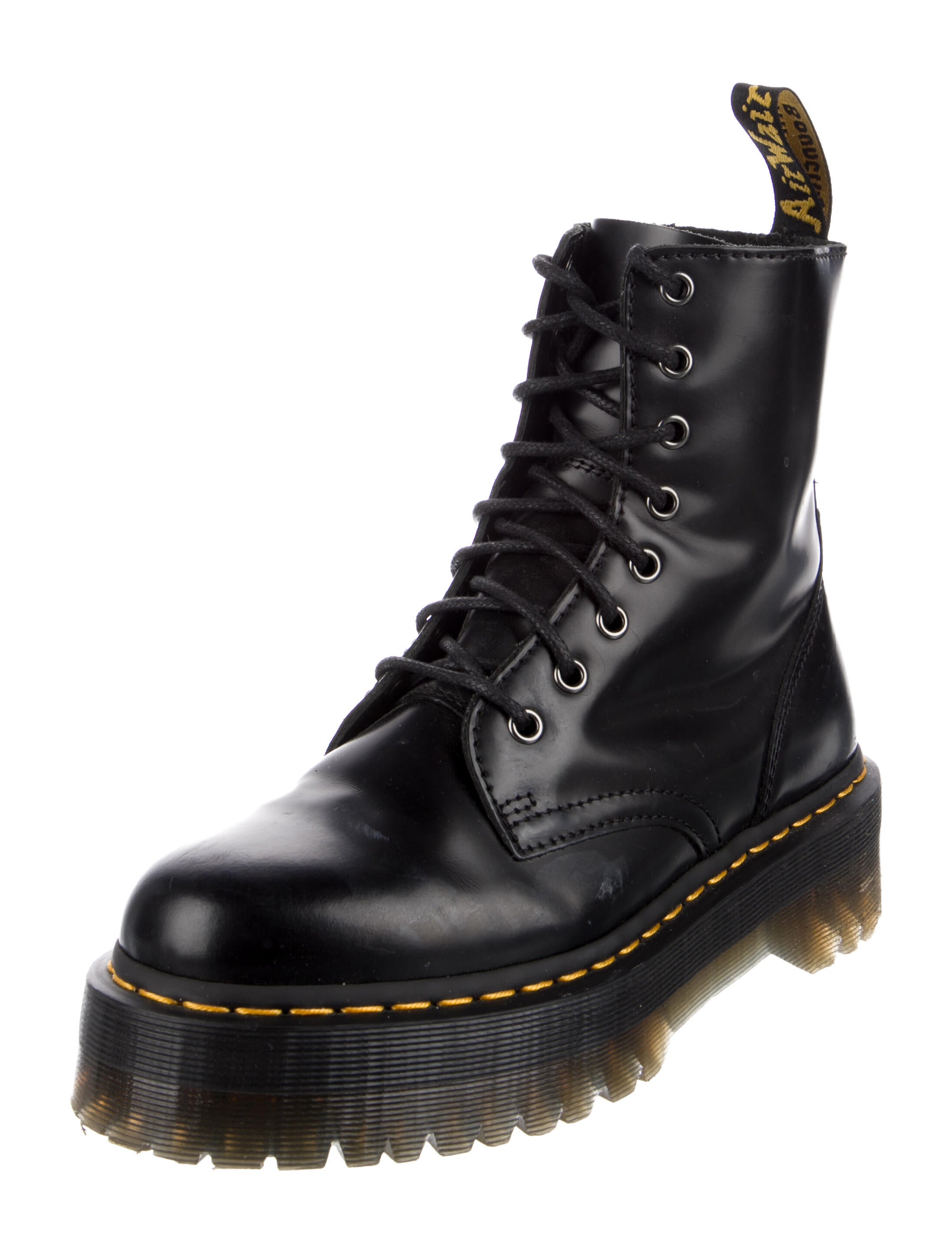 Dr. Martens Leather Whipstitch Trim Combat Boots