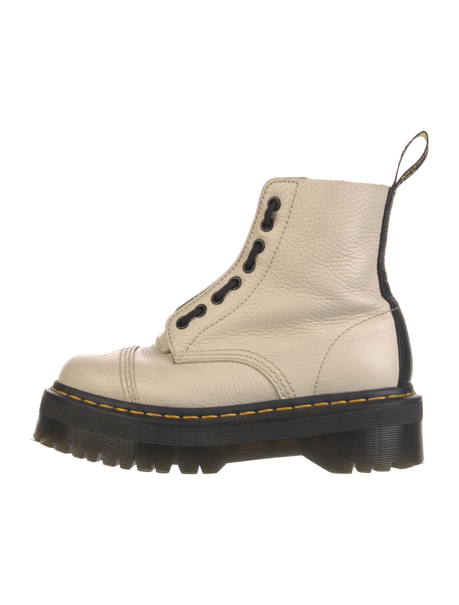 Dr. Martens Leather Colorblock Pattern Combat Boots