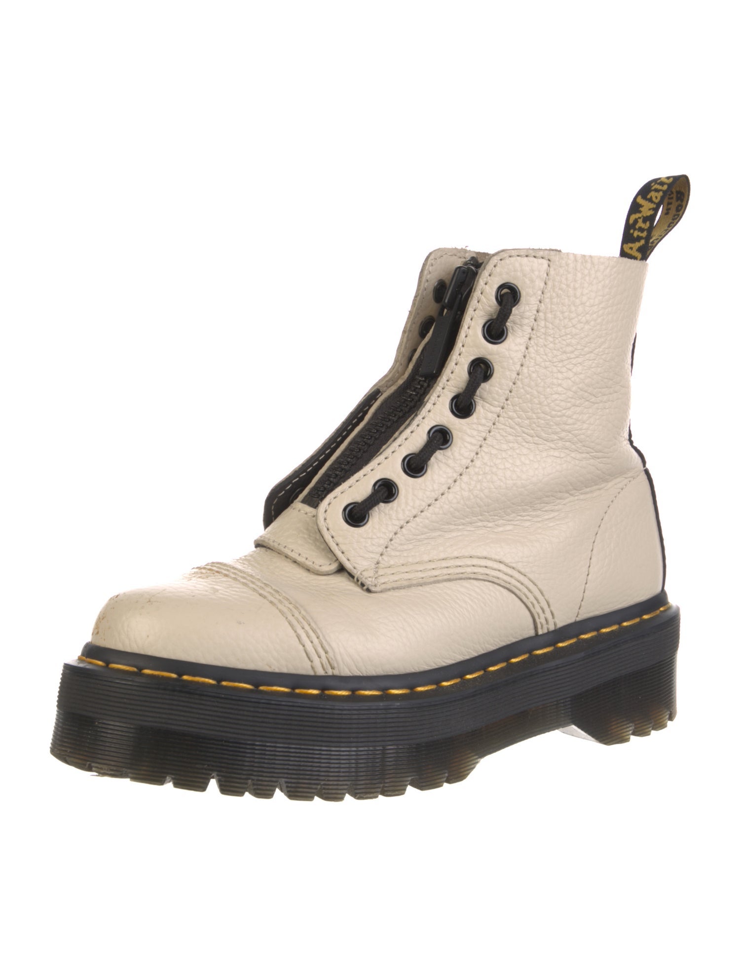 Dr. Martens Leather Colorblock Pattern Combat Boots