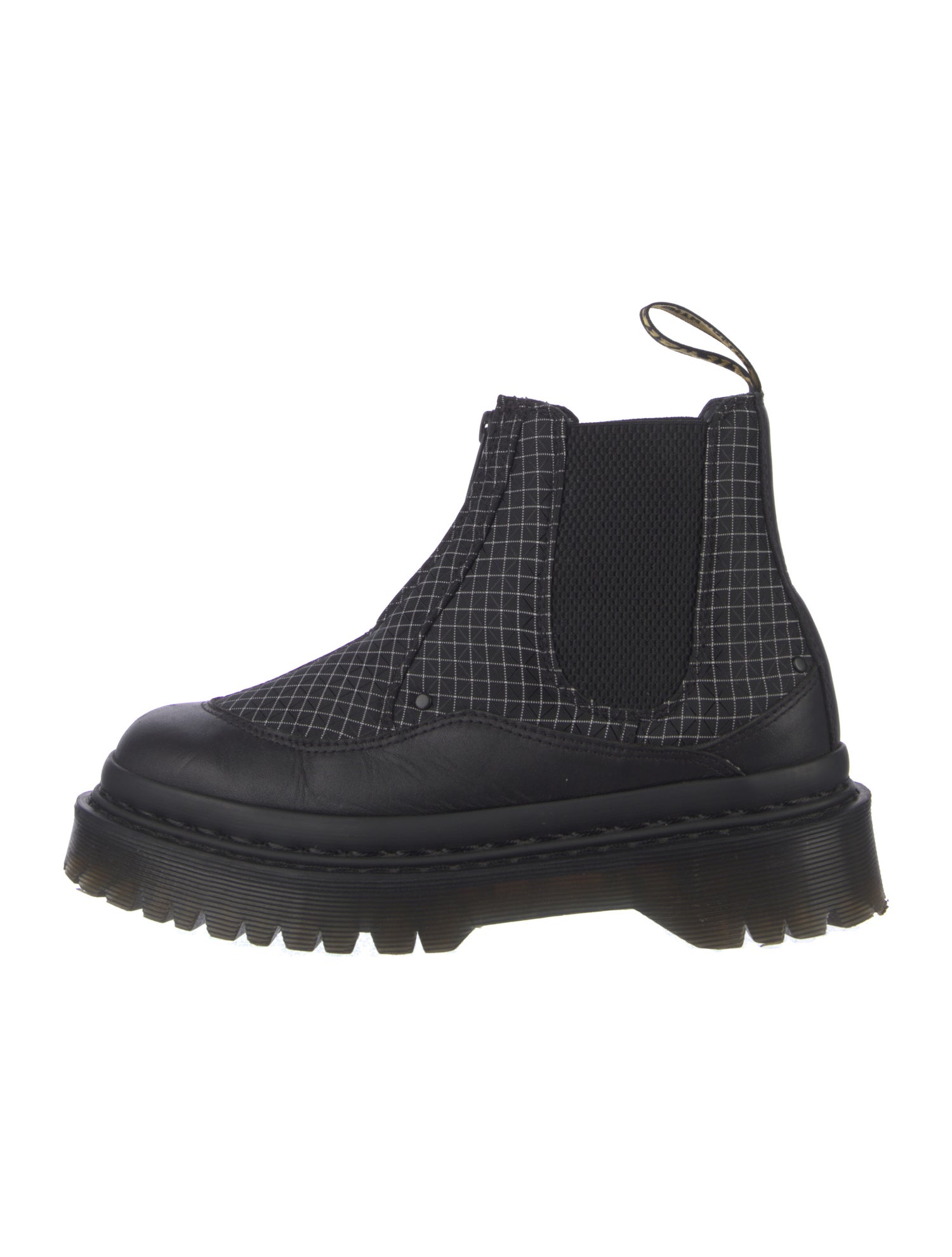 Dr. Martens Leather Plaid Print Chelsea Boots