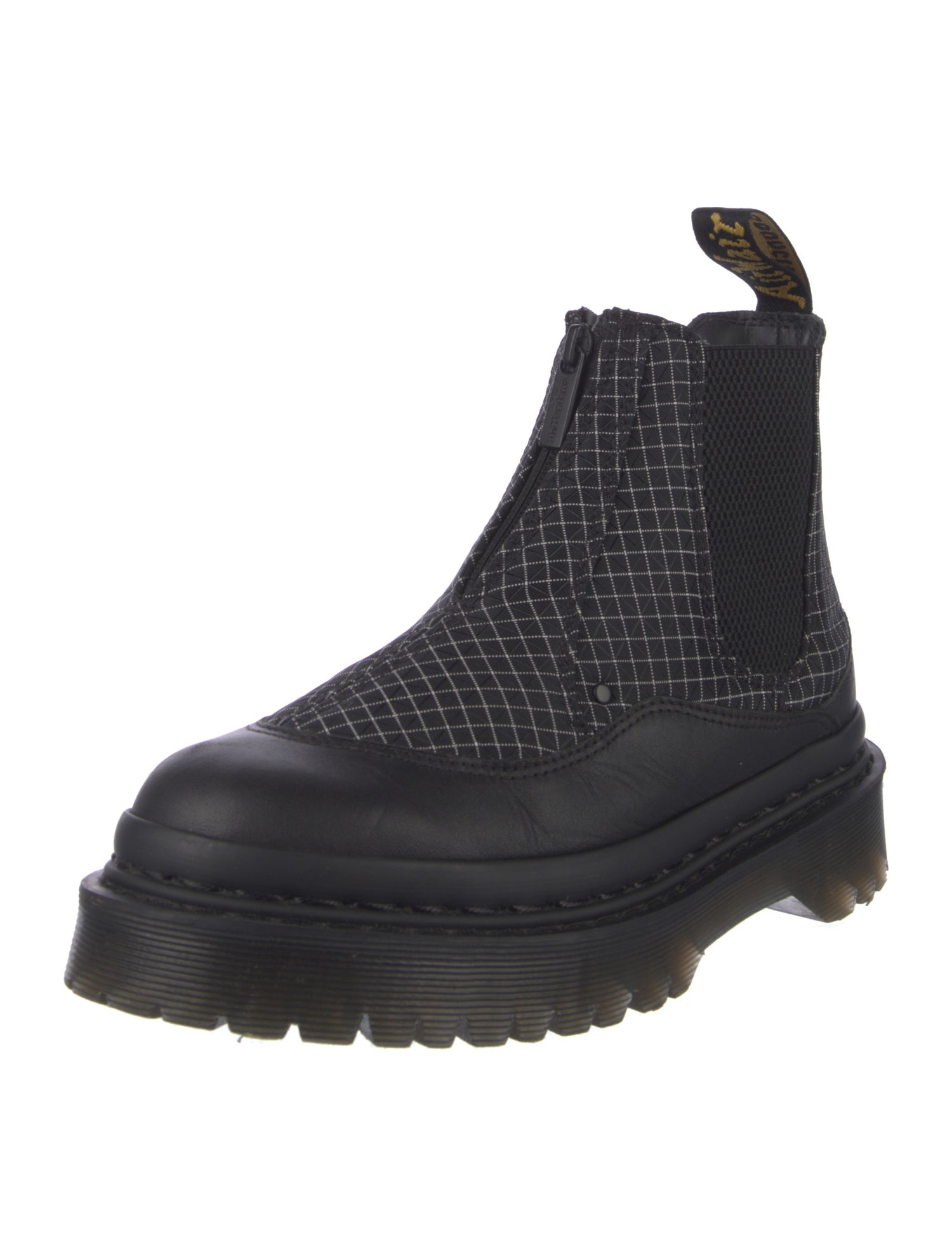 Dr. Martens Leather Plaid Print Chelsea Boots