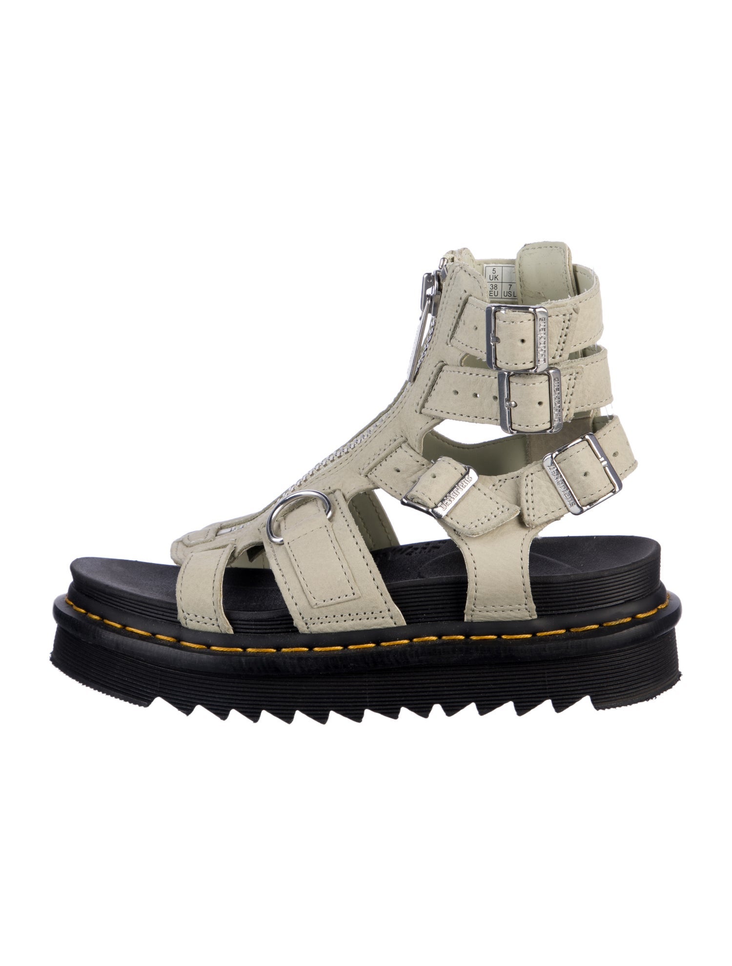 Dr. Martens Leather Colorblock Pattern Gladiator Sandals