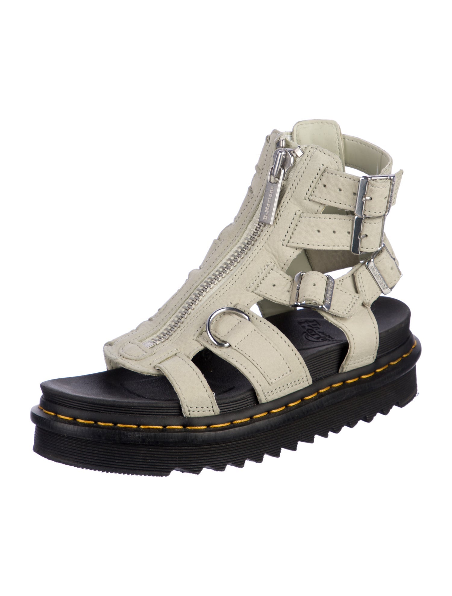 Dr. Martens Leather Colorblock Pattern Gladiator Sandals