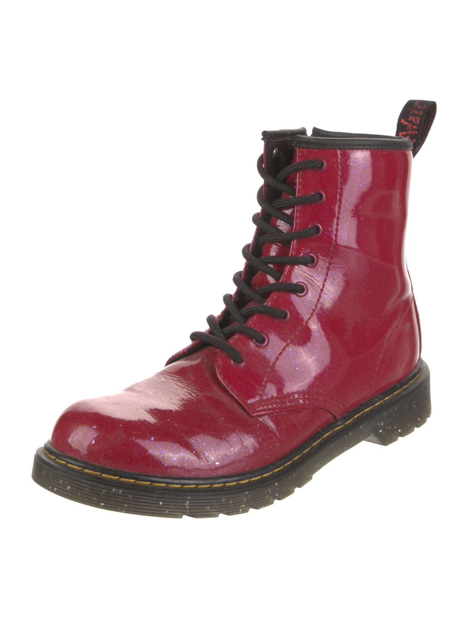 Dr. Martens Patent Leather Glitter Accents Combat Boots