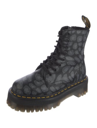Dr. Martens Leather Printed Combat Boots