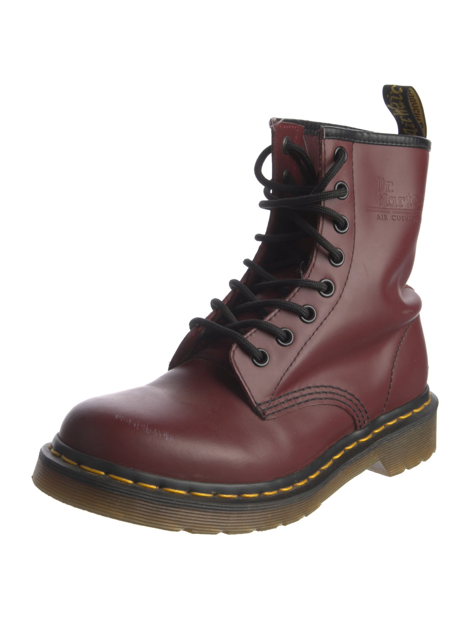 Dr. Martens Leather Colorblock Pattern Combat Boots