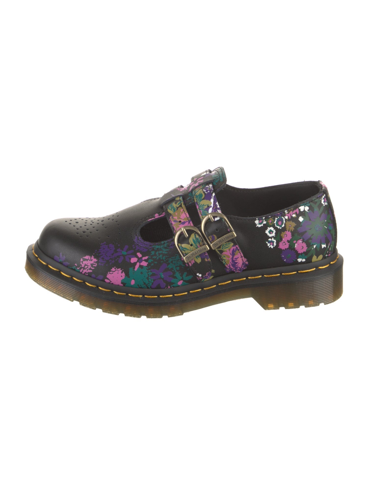Dr. Martens Leather Floral Print Mary Jane Flats