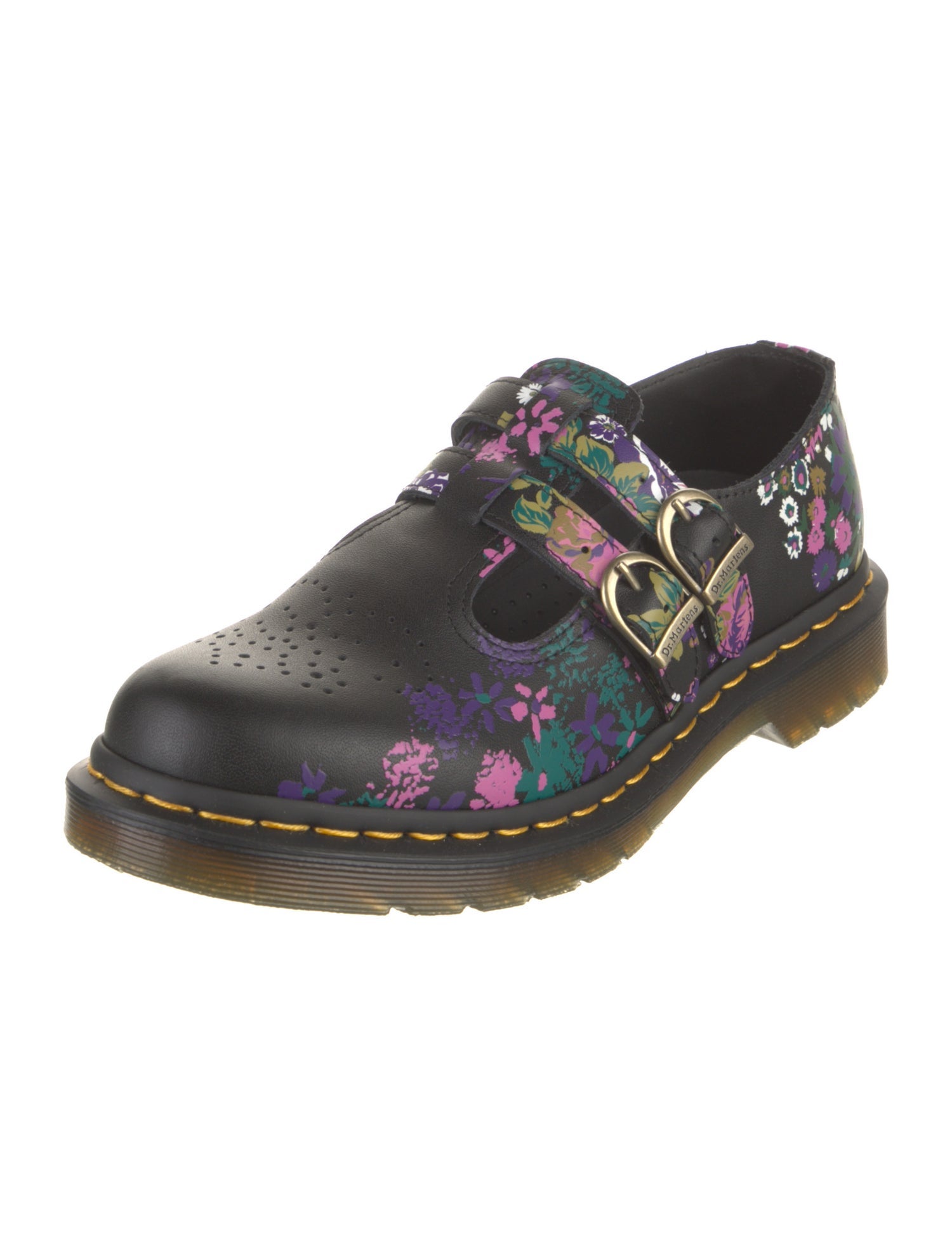 Dr. Martens Leather Floral Print Mary Jane Flats