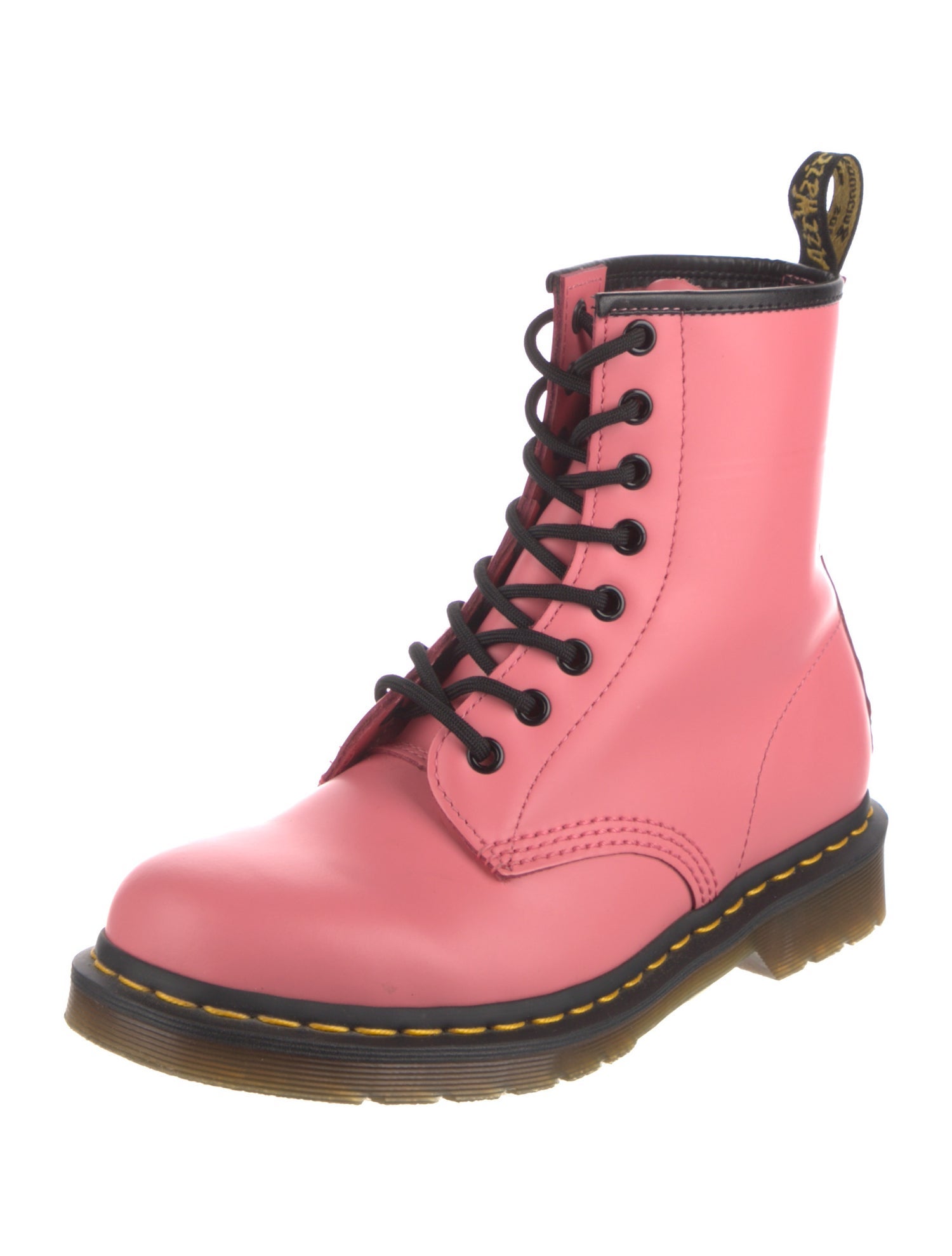 Dr. Martens Leather Whipstitch Trim Combat Boots