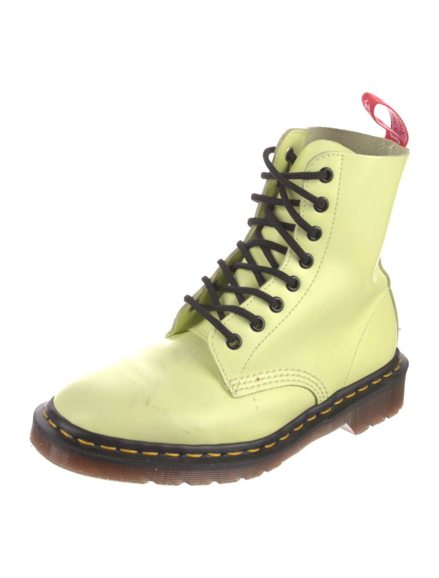 Dr. Martens Leather Colorblock Pattern Combat Boots